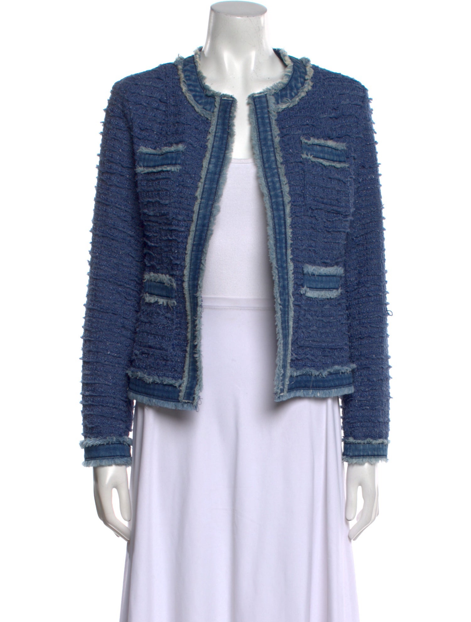 L'Agence Tweed Pattern Crew Neck Sweater