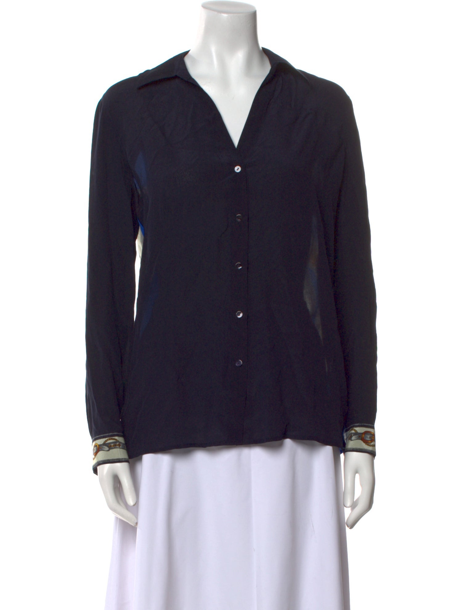 L'Agence Silk V-Neck Button-Up Top