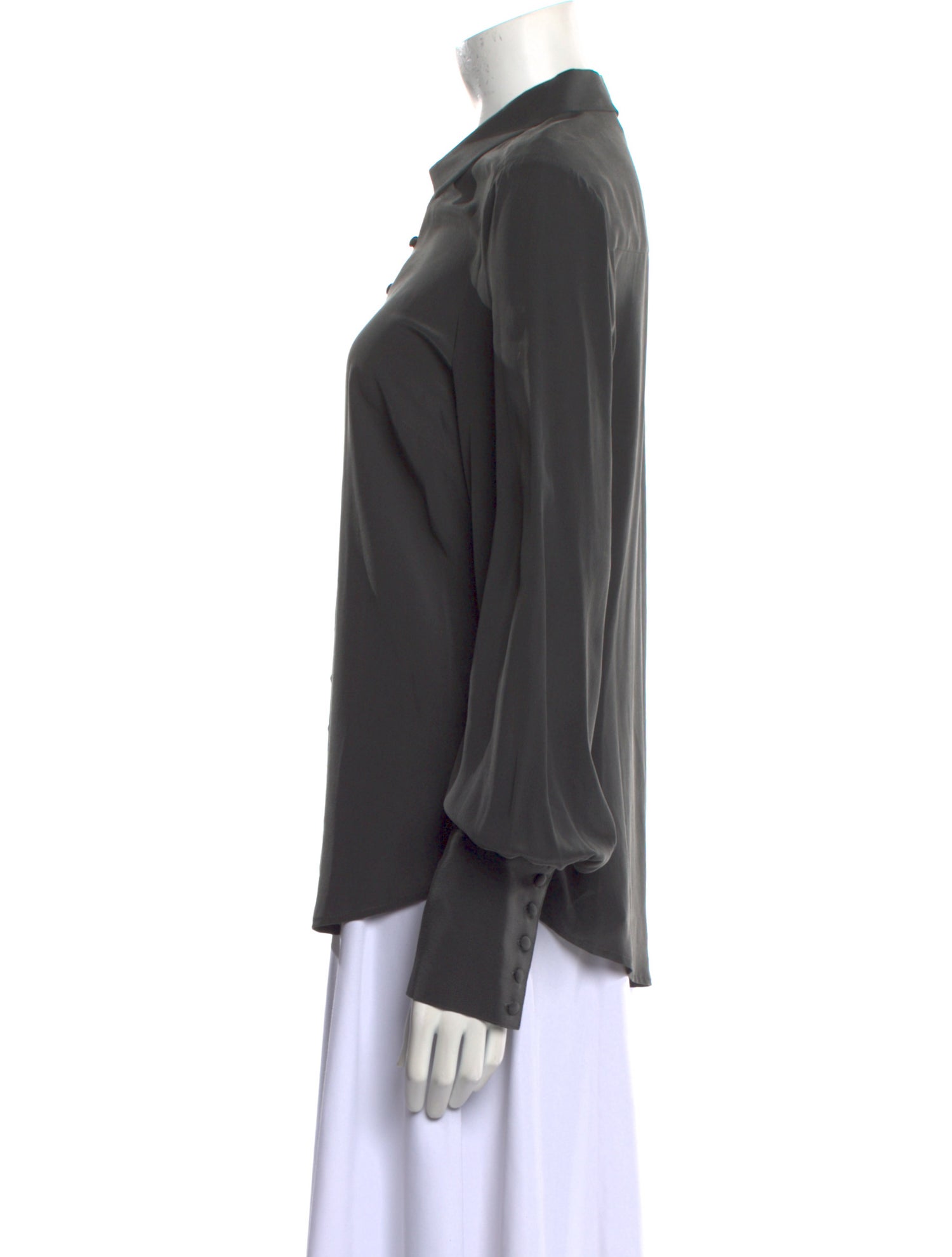 L'Agence Silk Long Sleeve Button-Up Top