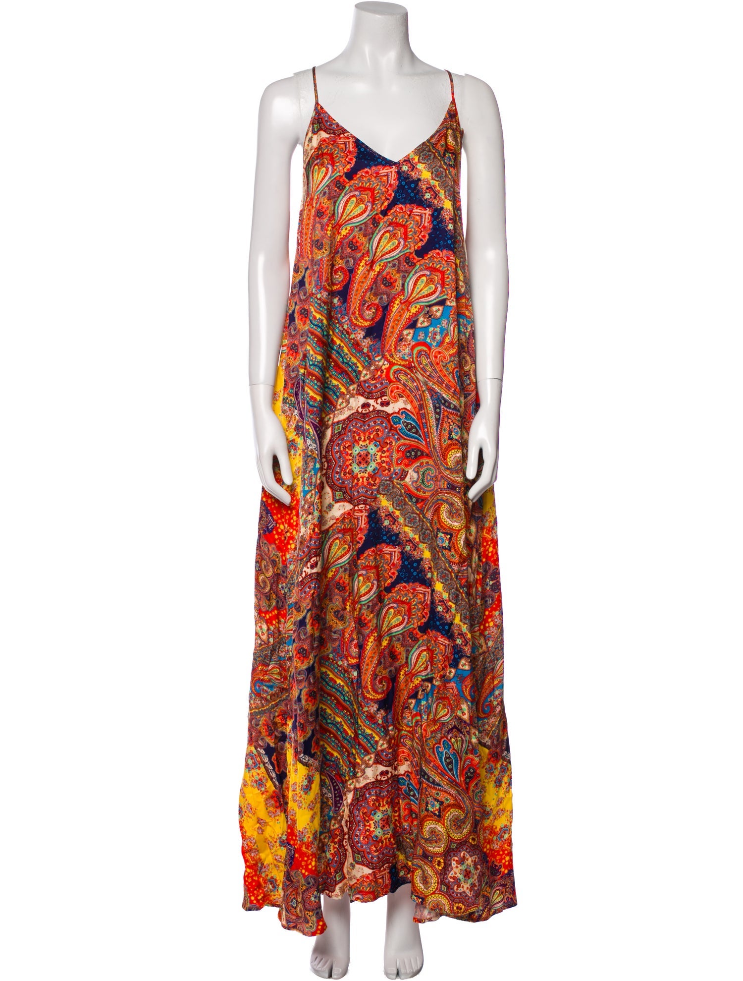 L'Agence Paisley Print Long Dress