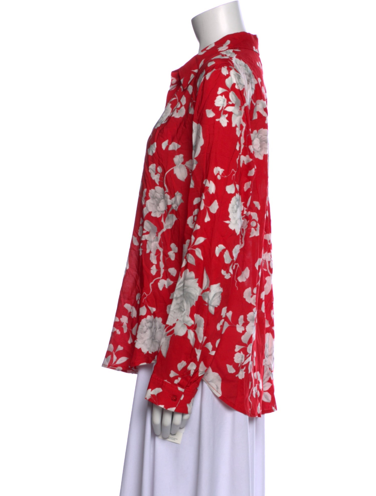 L'Agence Floral Print Long Sleeve Button-Up Top