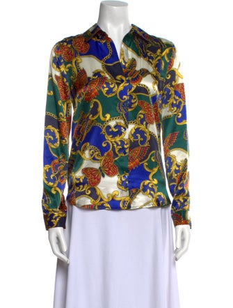 L'Agence Silk Printed Button-Up Top