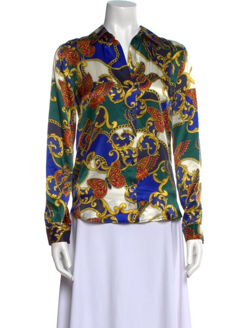 L'Agence Silk Printed Button-Up Top