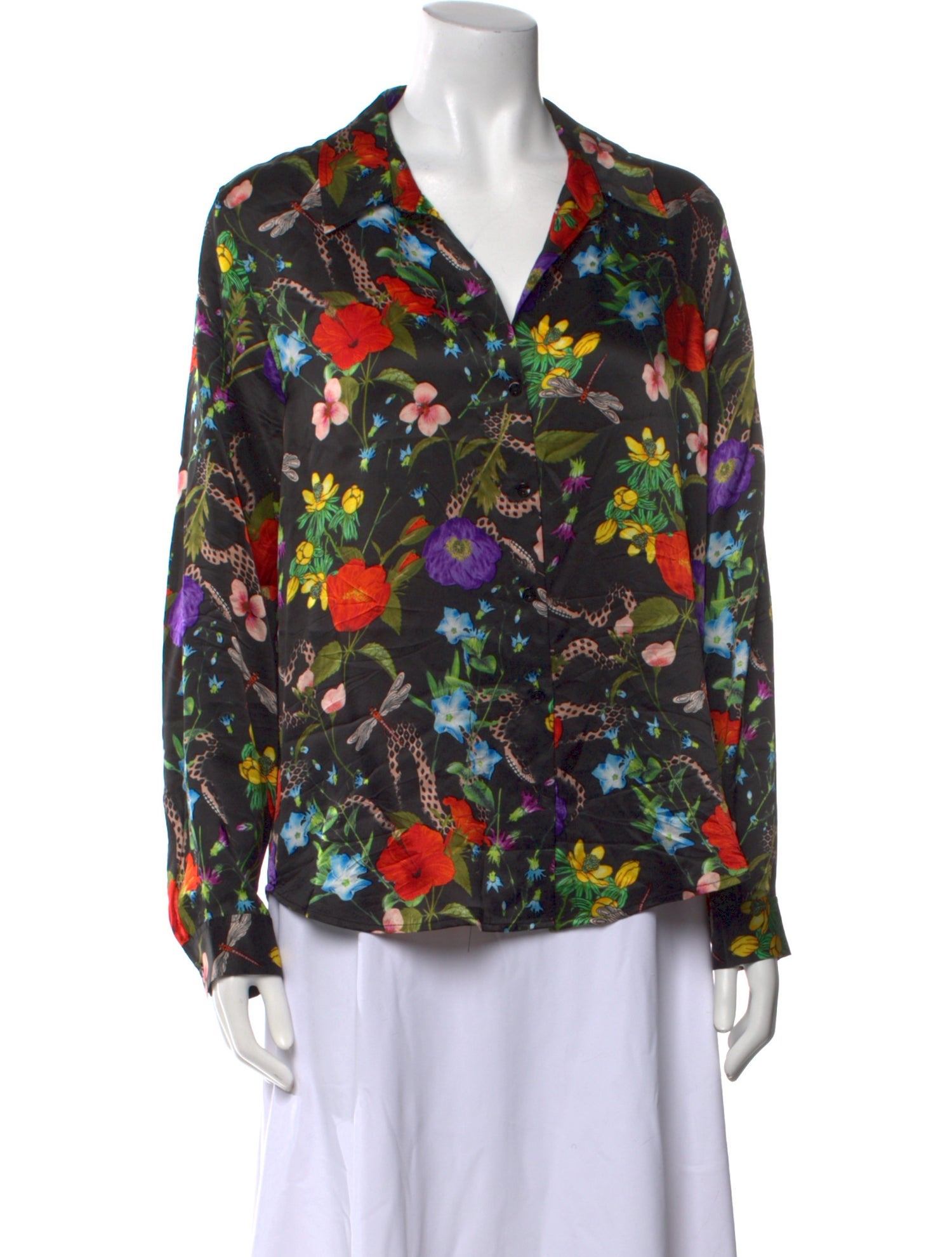 L'Agence Silk Floral Print Blouse