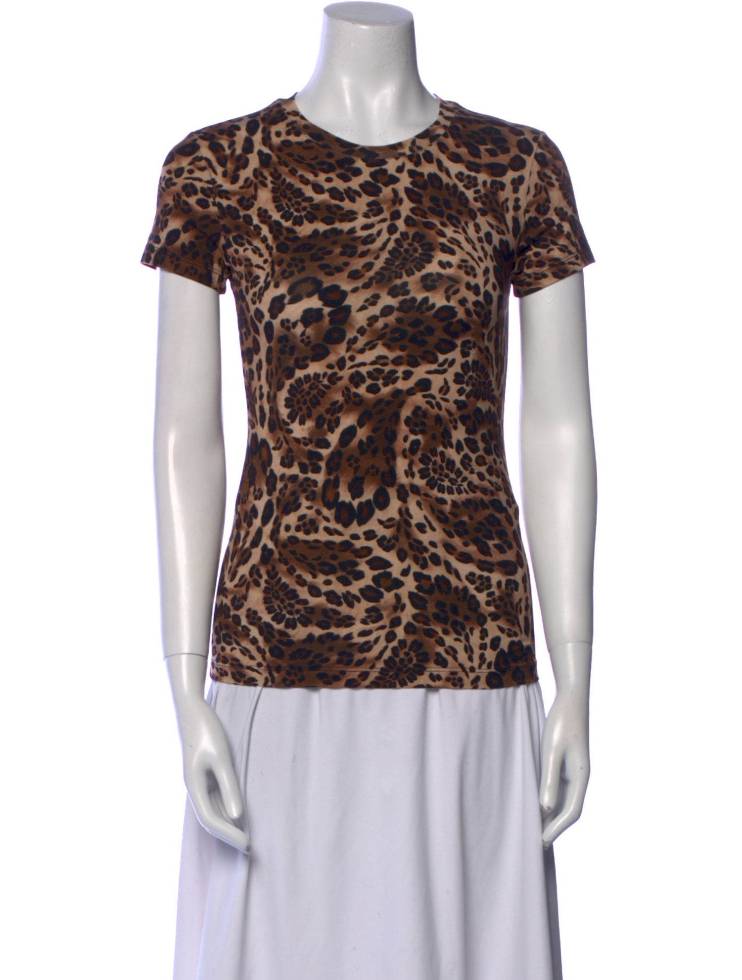 L'Agence Silk Animal Print T-Shirt