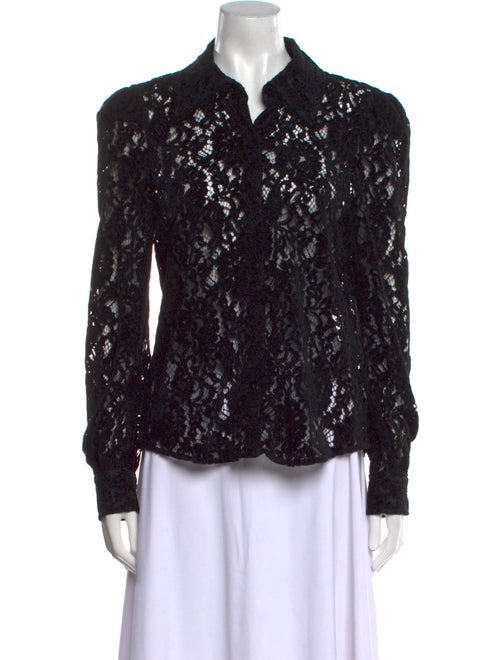 L'Agence Lace Pattern Long Sleeve Button-Up Top