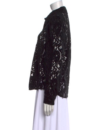 L'Agence Lace Pattern Long Sleeve Button-Up Top