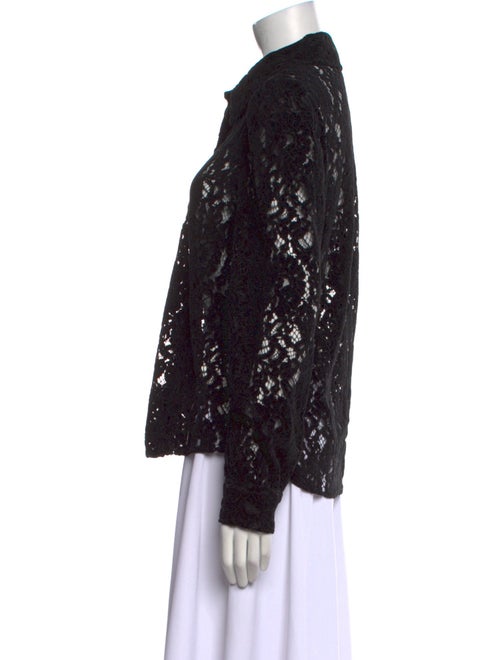 L'Agence Lace Pattern Long Sleeve Button-Up Top