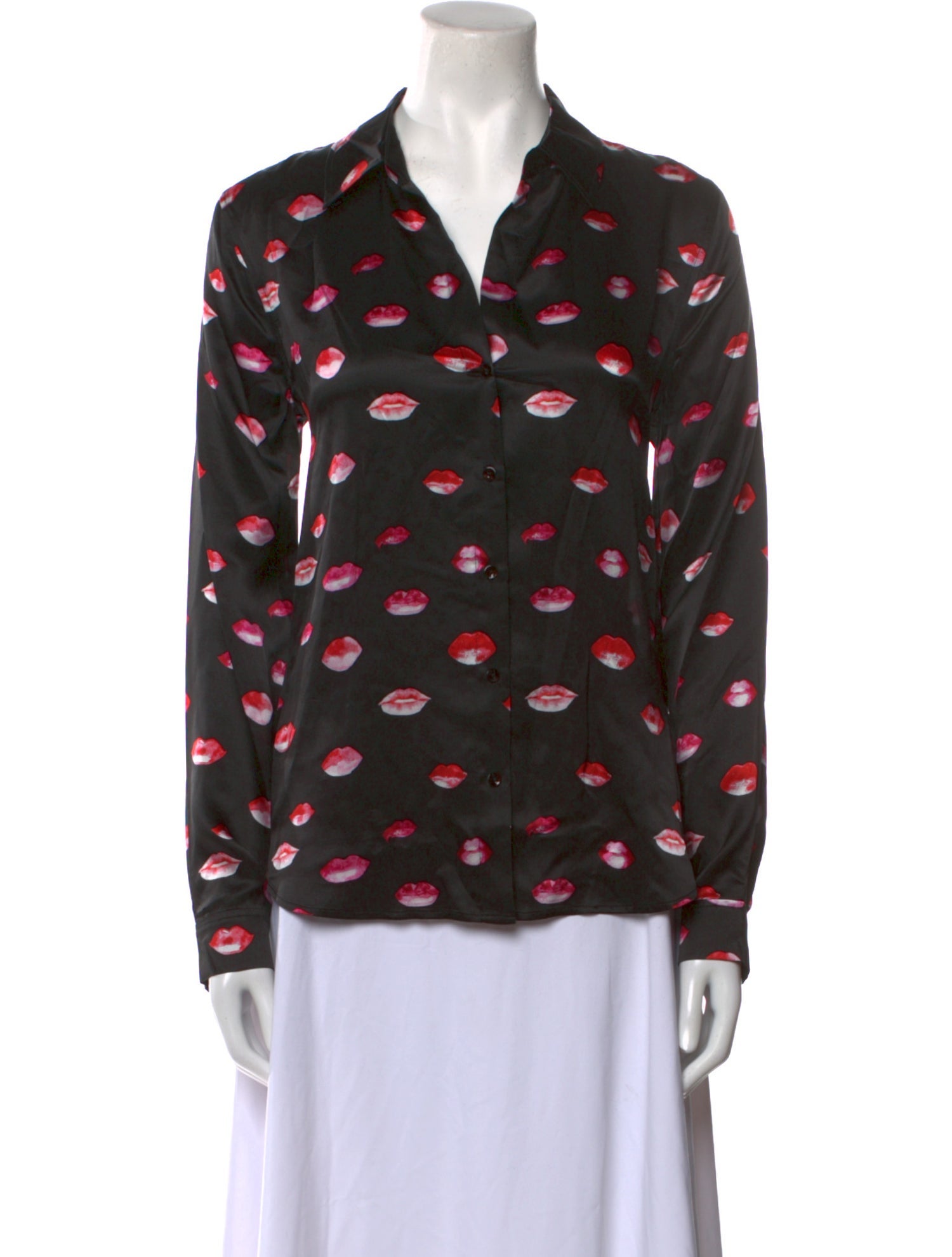 L'Agence Silk Printed Button-Up Top