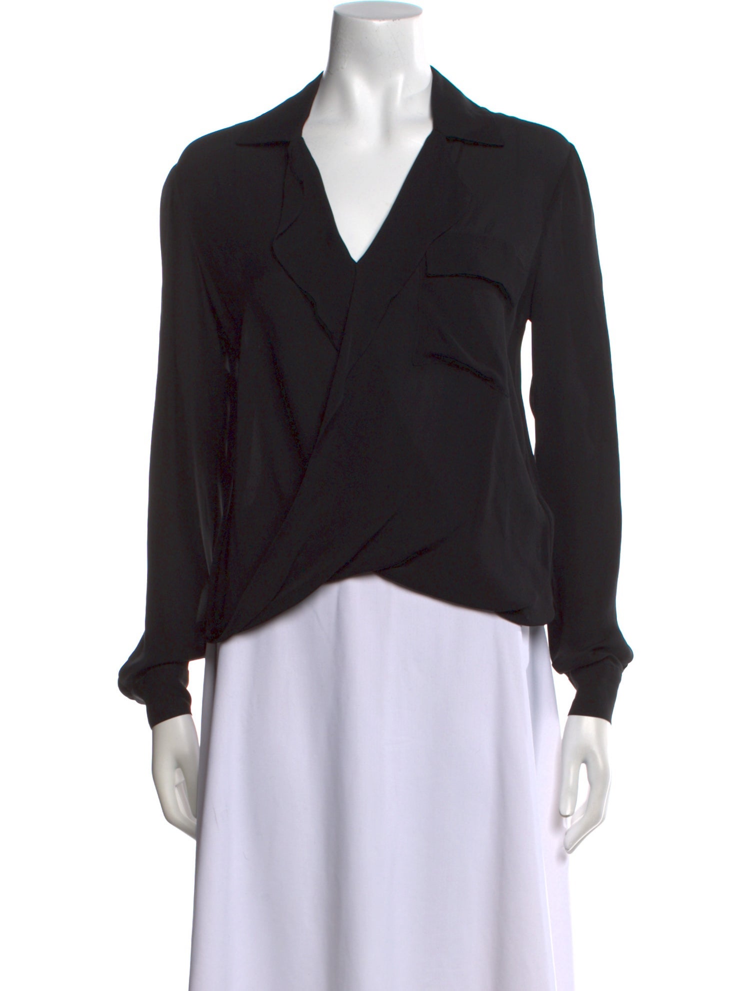 L'Agence Silk V-Neck Blouse