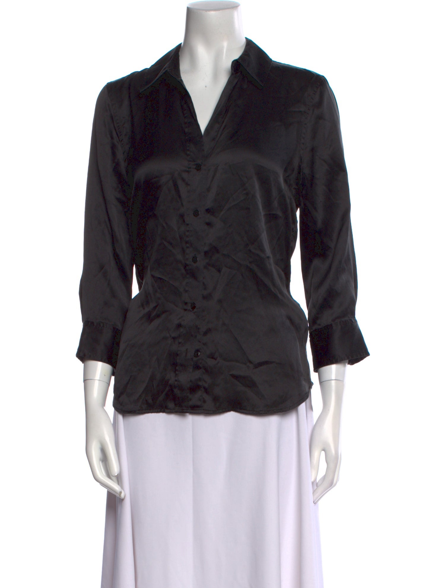 L'Agence Silk V-Neck Button-Up Top