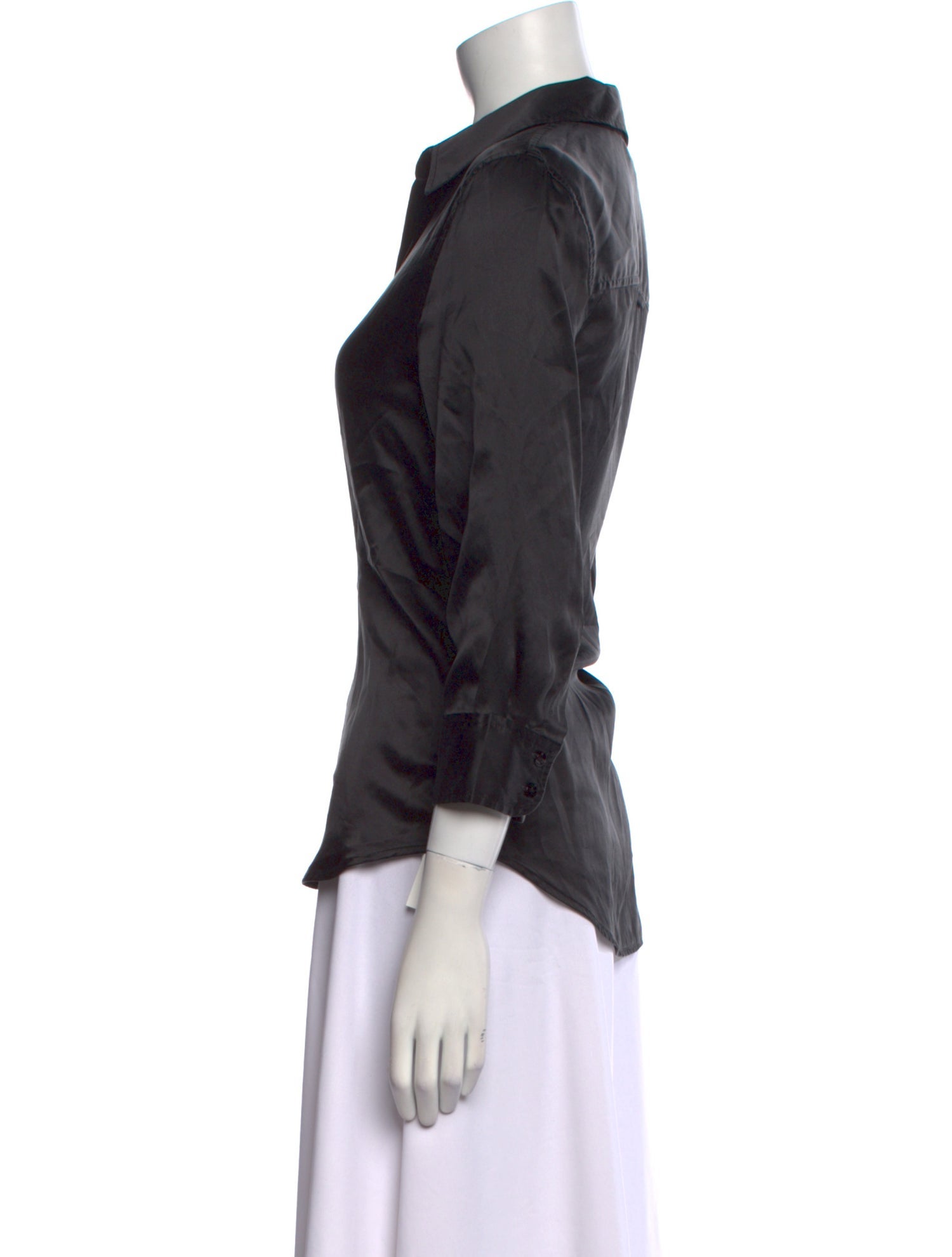 L'Agence Silk V-Neck Button-Up Top