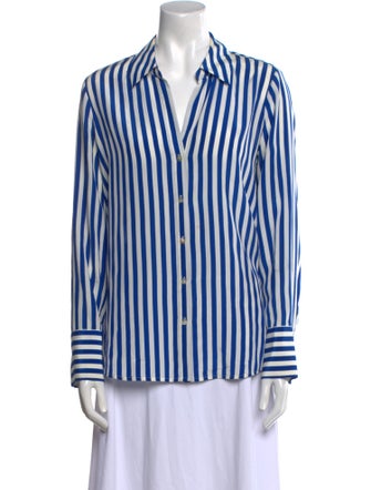 L'Agence Silk Striped Button-Up Top