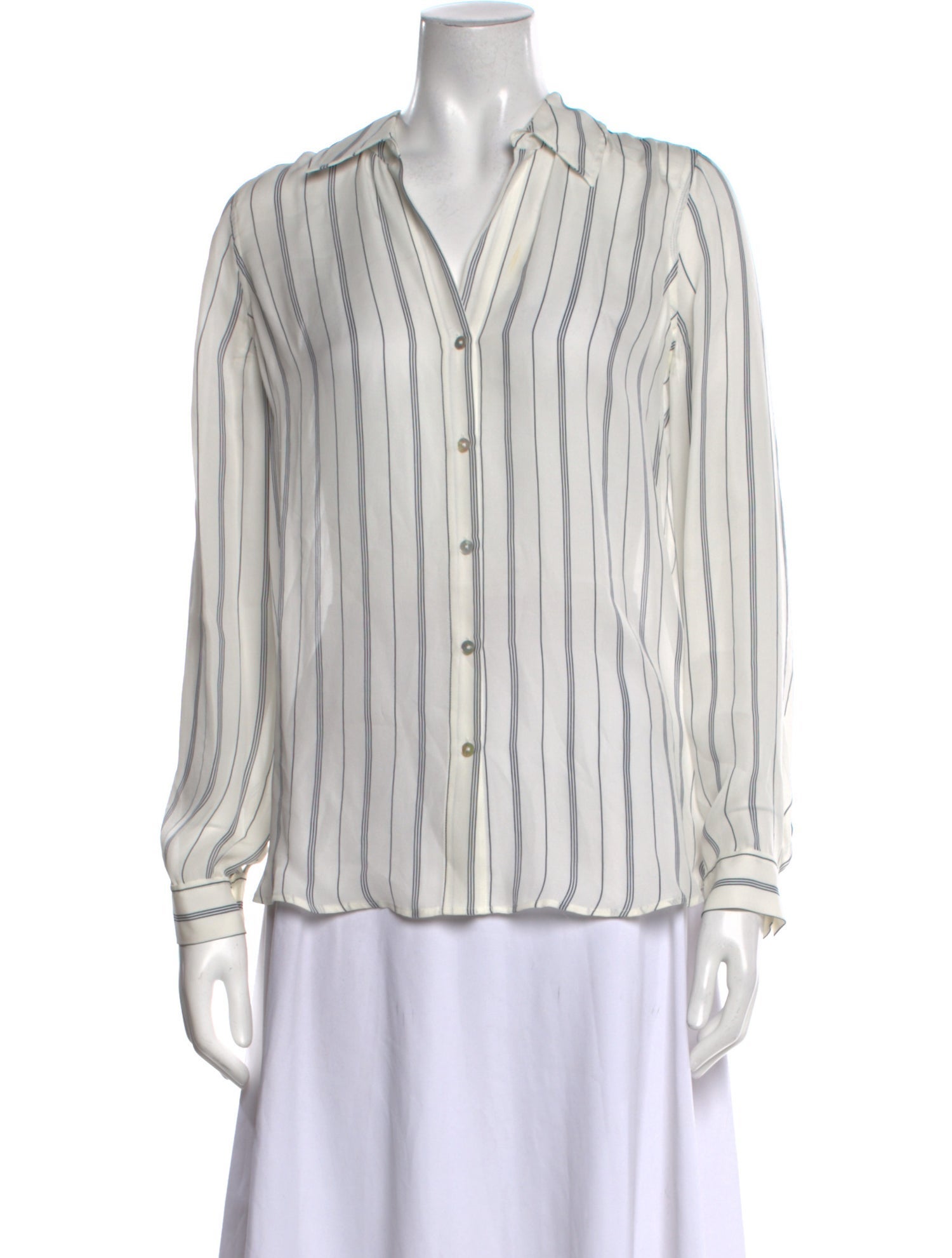 L'Agence Silk Striped Button-Up Top