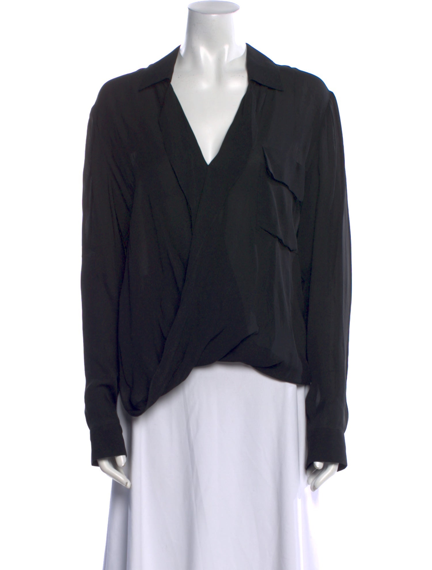 L'Agence Silk V-Neck Blouse