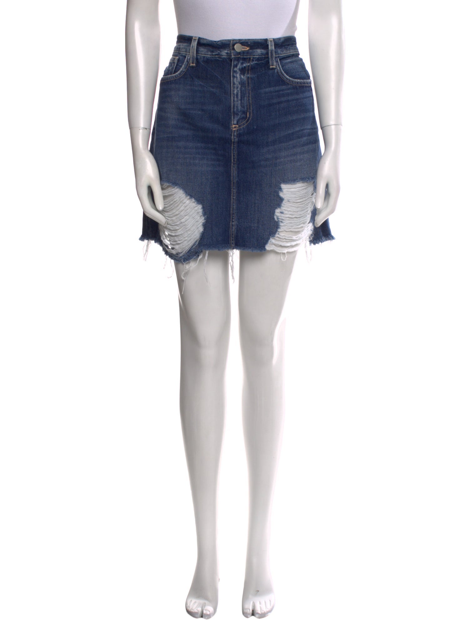 L'Agence Distressed Accents Mini Skirt