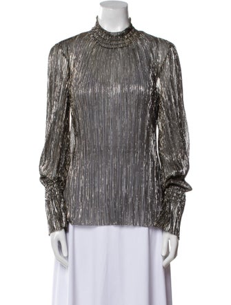 L'Agence Printed Mock Neck Blouse