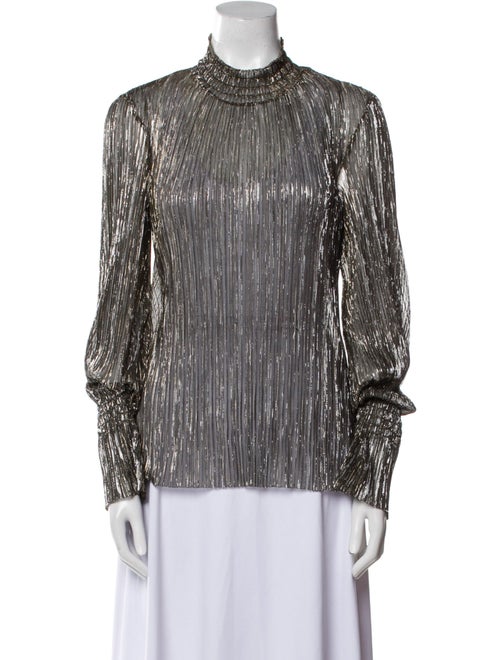 L'Agence Printed Mock Neck Blouse