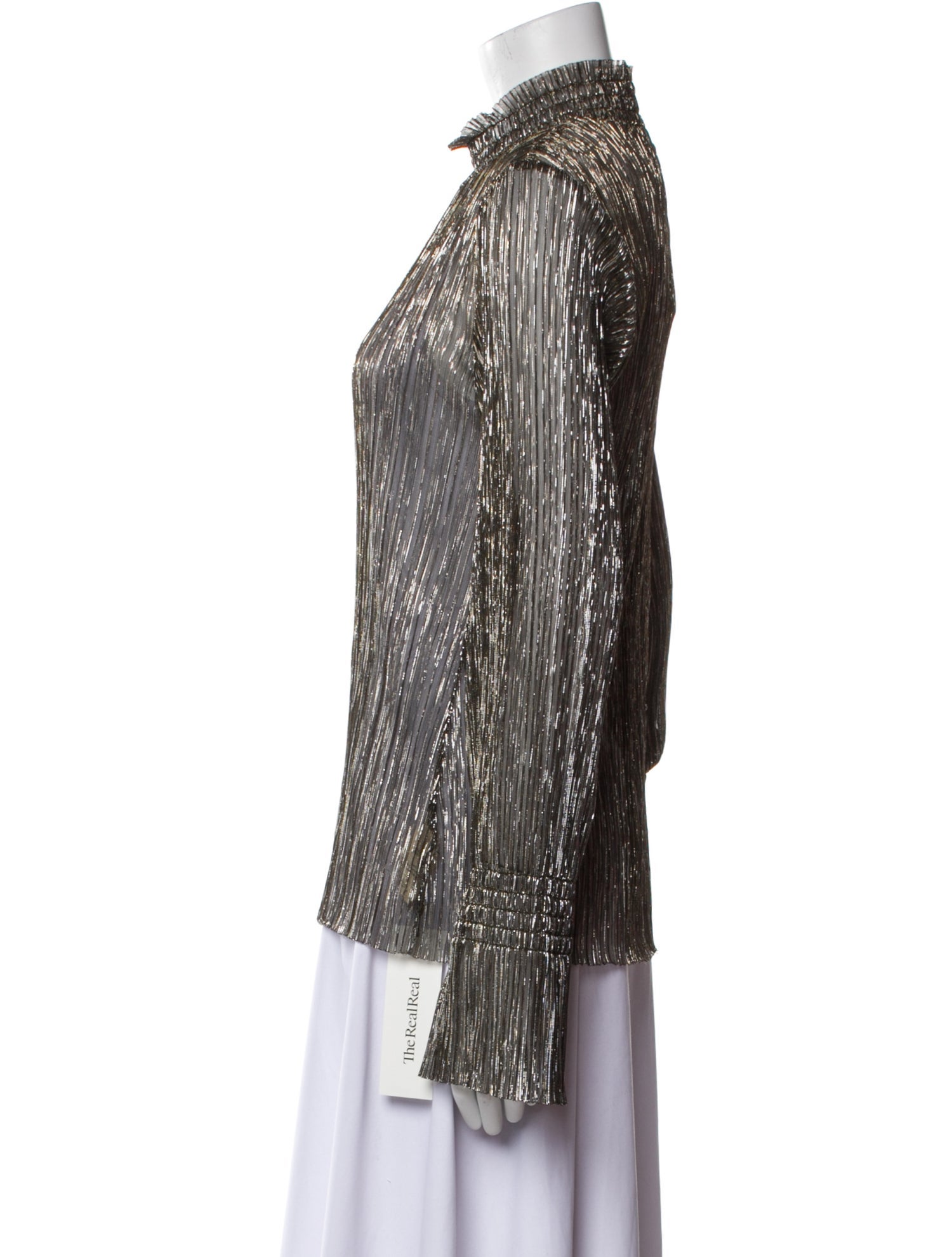 L'Agence Printed Mock Neck Blouse