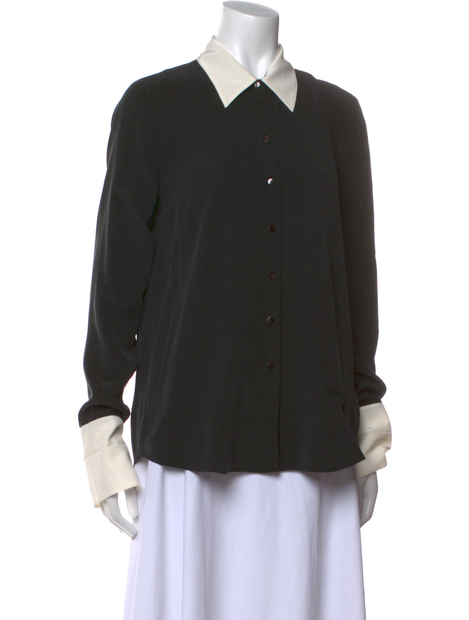 L'Agence Silk Long Sleeve Button-Up Top