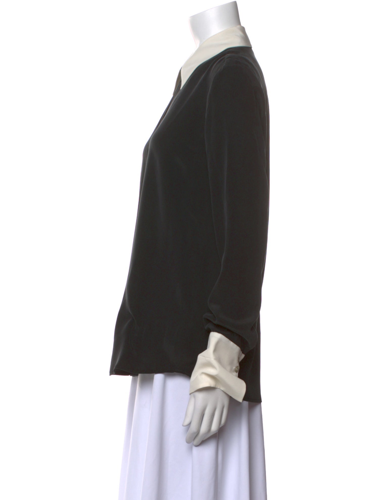 L'Agence Silk Long Sleeve Button-Up Top