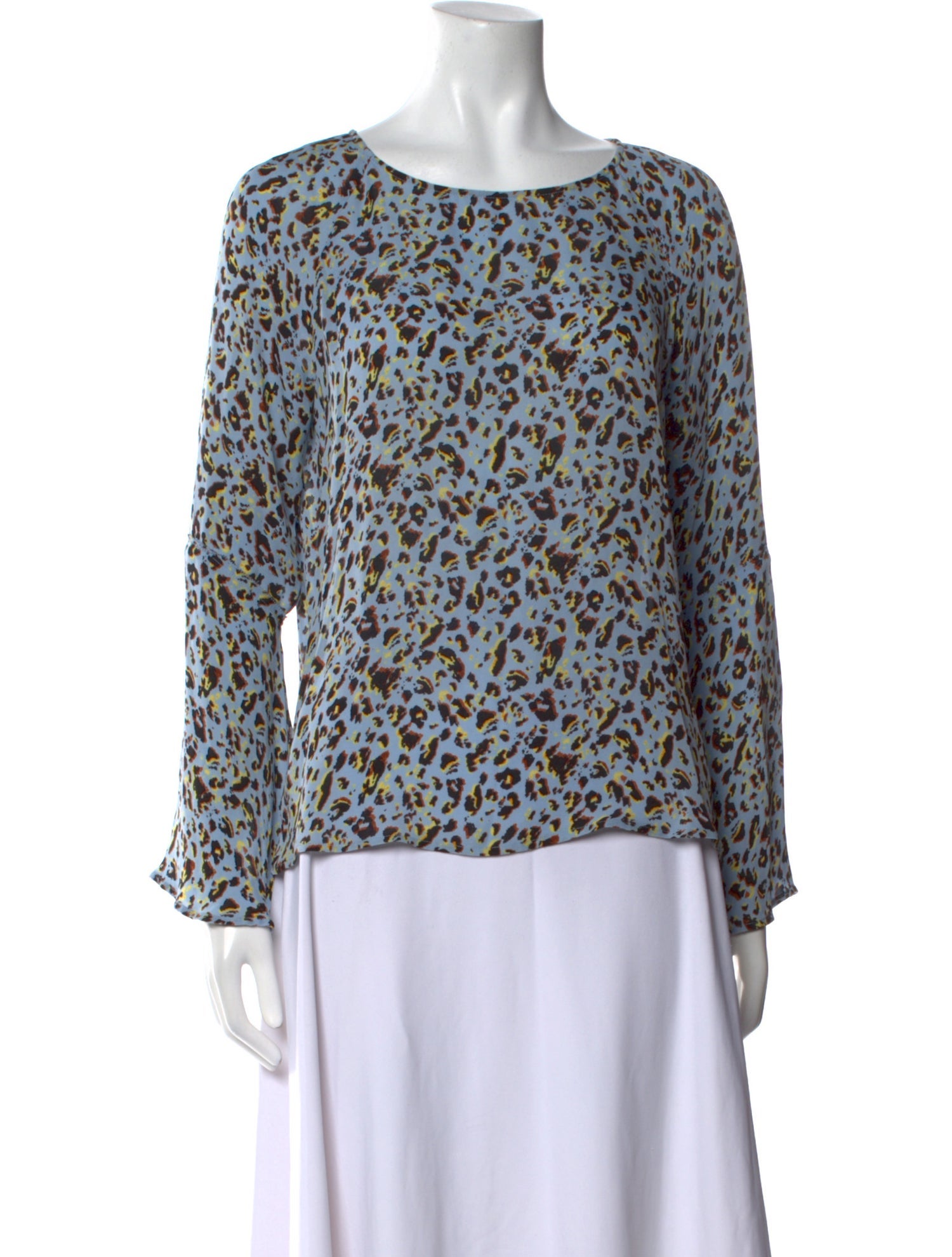 L'Agence Printed Bateau Neckline Blouse