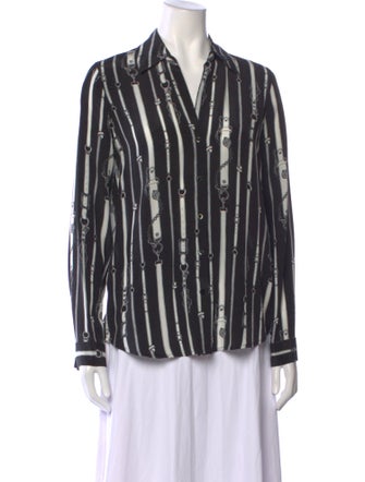 L'Agence Silk Striped Button-Up Top