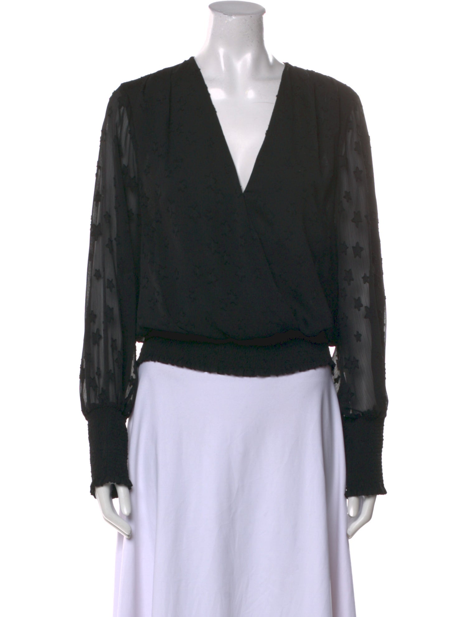 L'Agence V-Neck Long Sleeve Crop Top