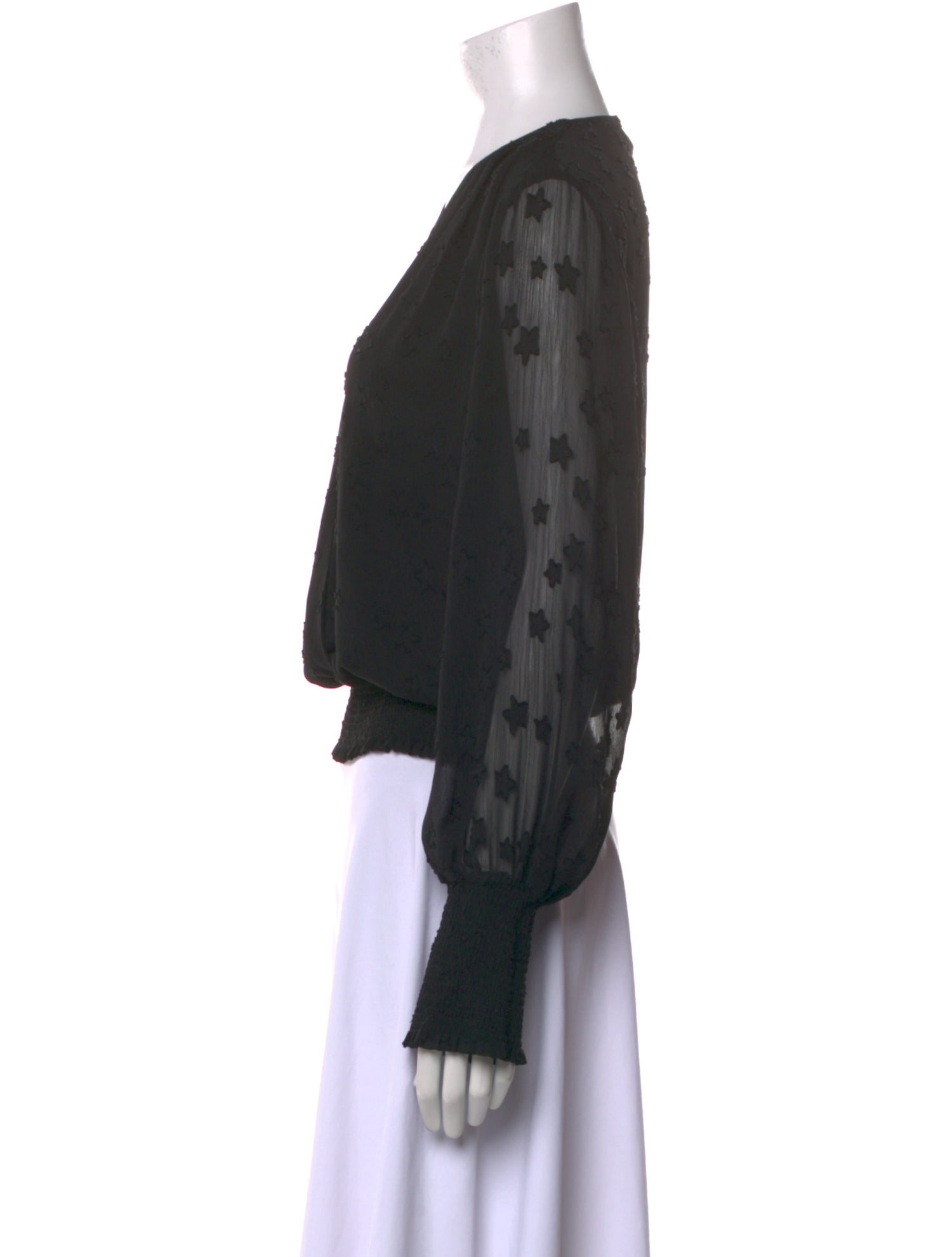 L'Agence V-Neck Long Sleeve Crop Top