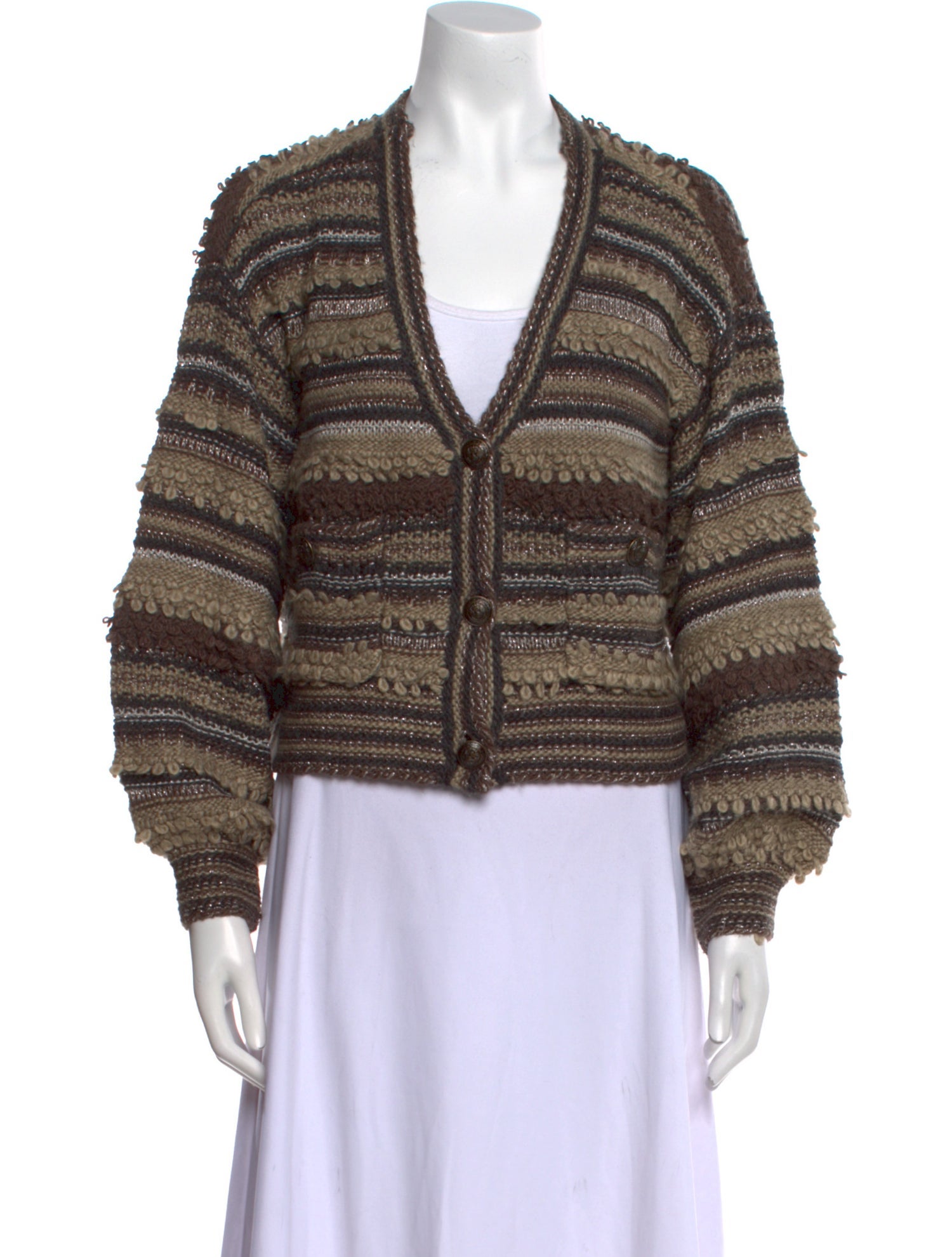 L'Agence Striped V-Neck Sweater