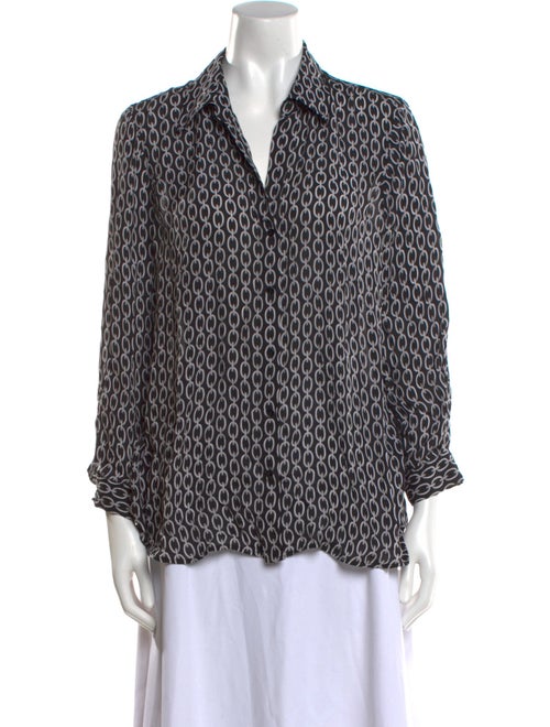 L'Agence Silk Printed Button-Up Top