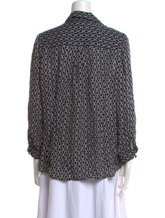 L'Agence Silk Printed Button-Up Top
