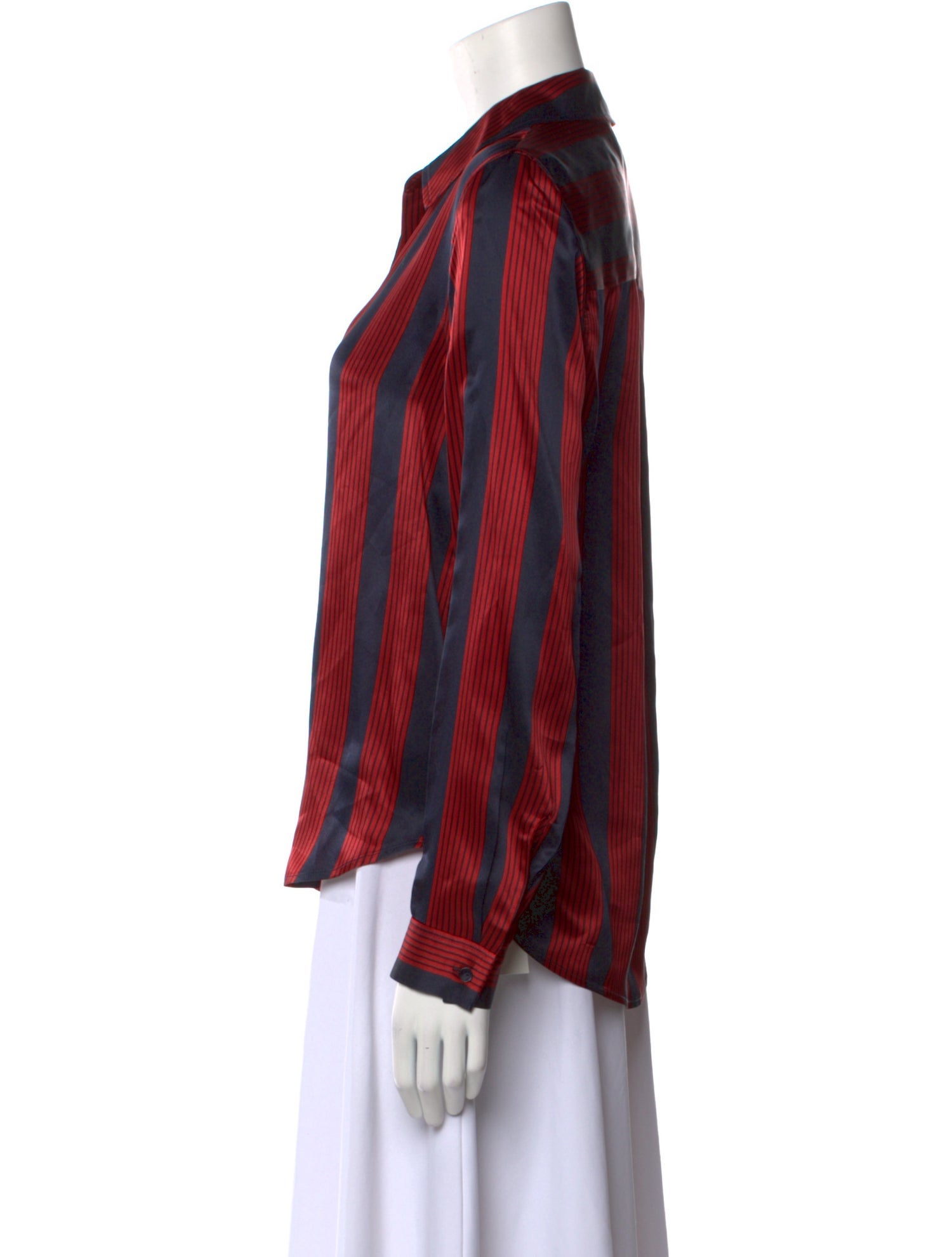 L'Agence Silk Striped Button-Up Top