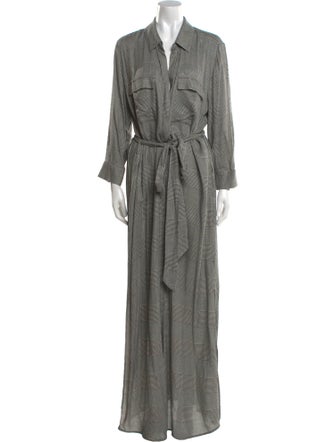 L'Agence Plaid Print Long Dress