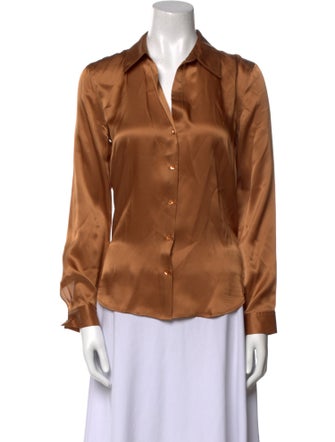 L'Agence Silk Long Sleeve Button-Up Top