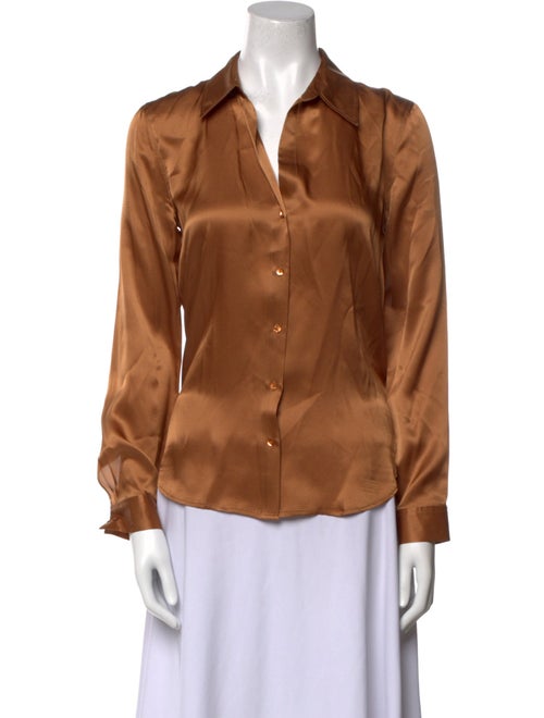 L'Agence Silk Long Sleeve Button-Up Top