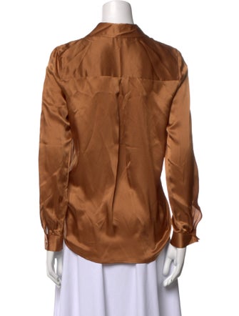 L'Agence Silk Long Sleeve Button-Up Top