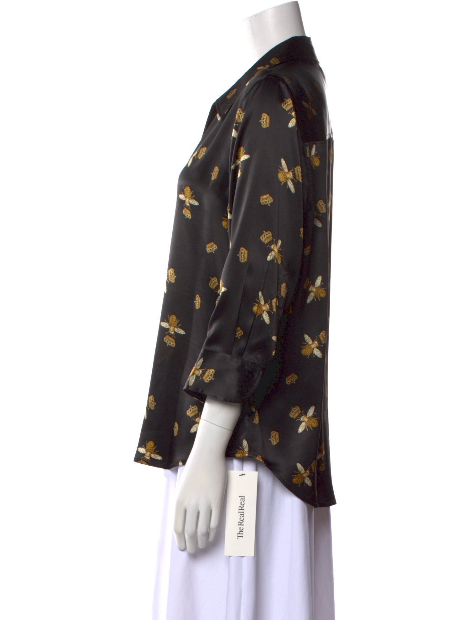 L'Agence Silk Printed Button-Up Top