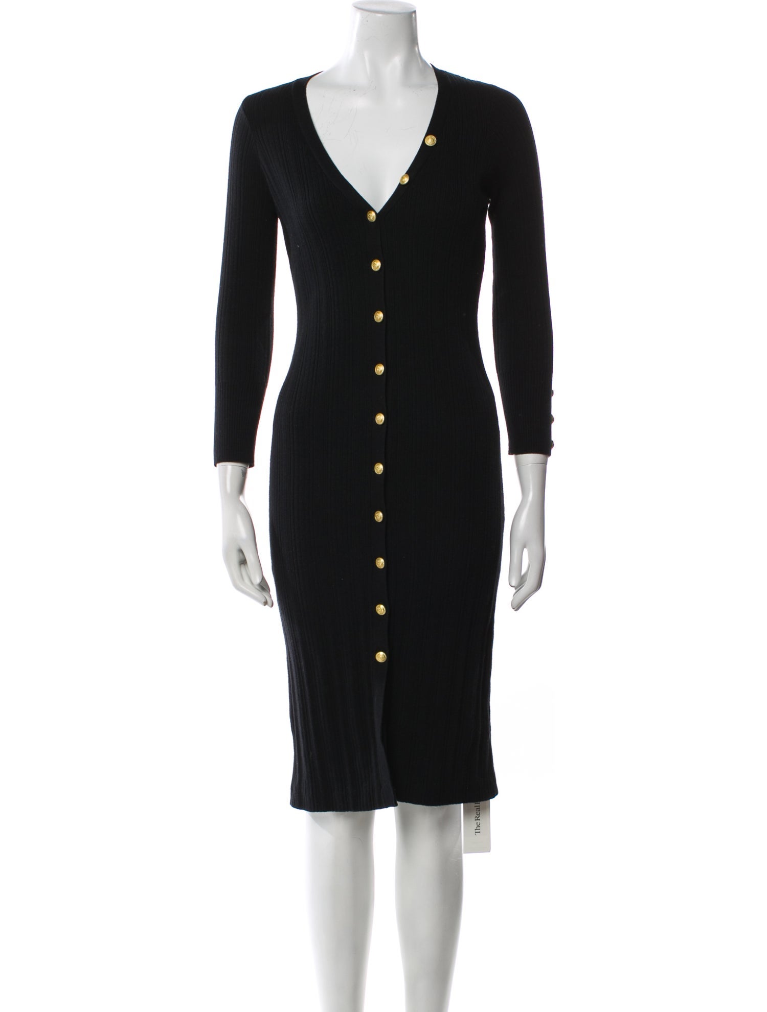 L'Agence V-Neck Midi Length Dress