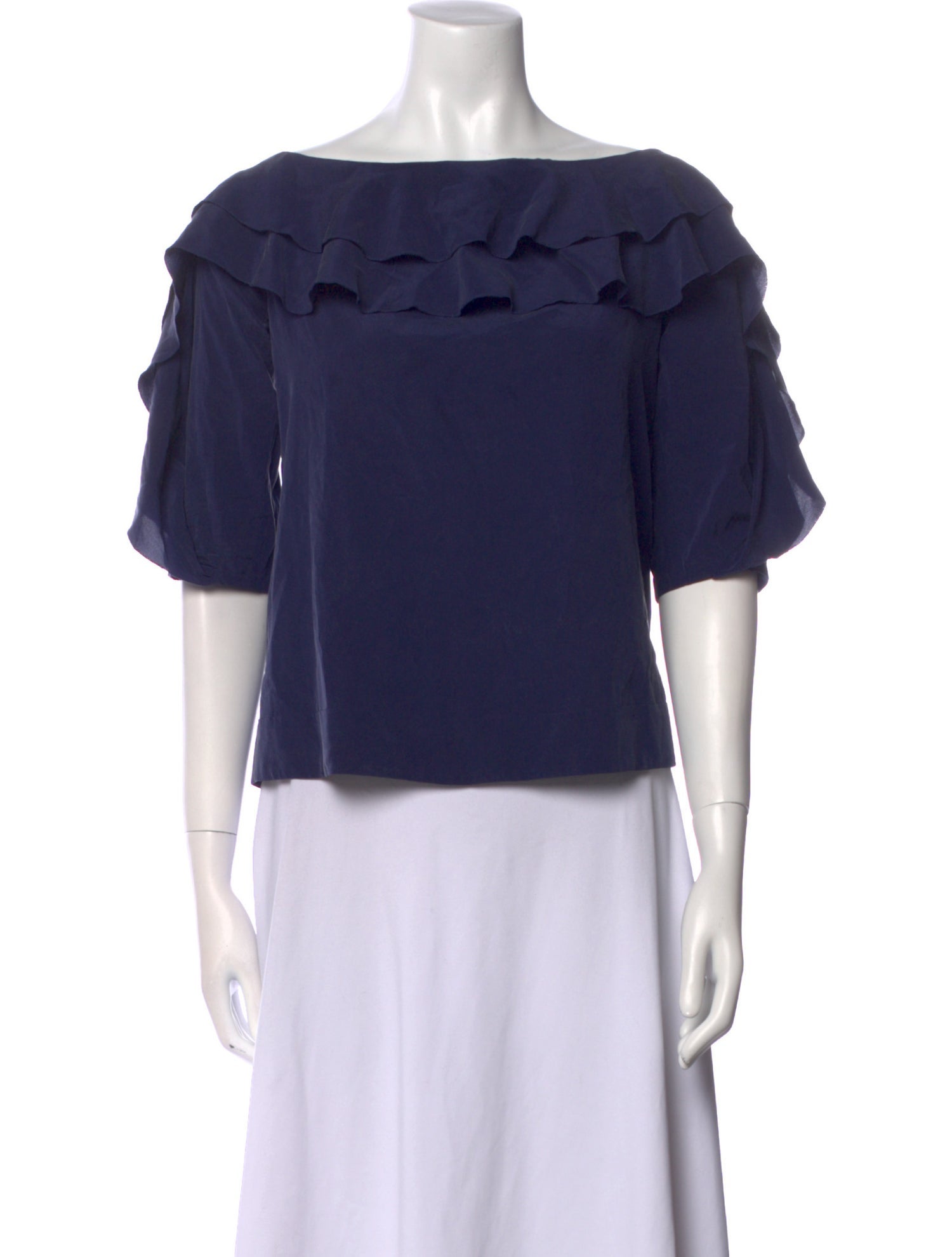 L'Agence Silk Bateau Neckline Crop Top