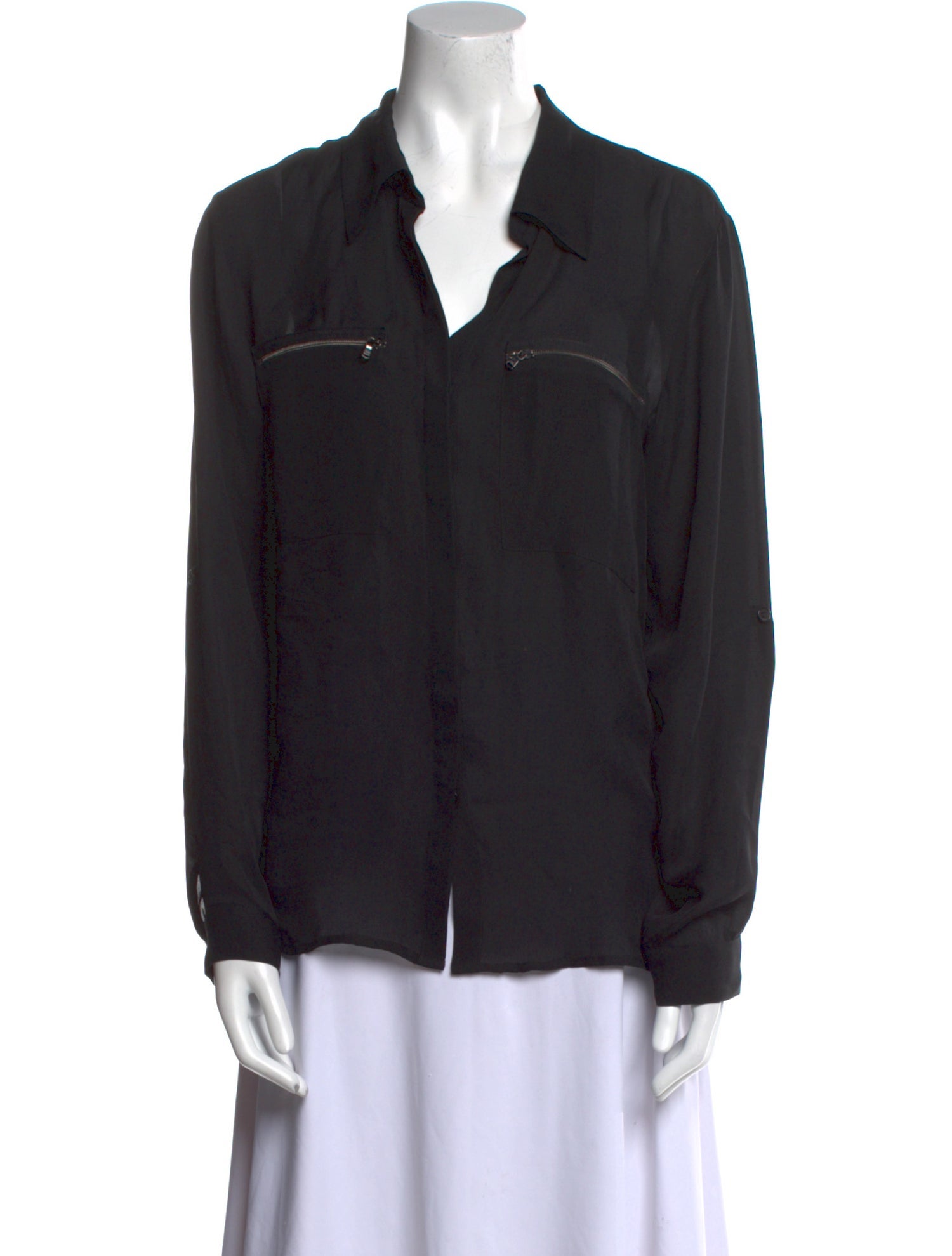 L'Agence Silk Long Sleeve Button-Up Top