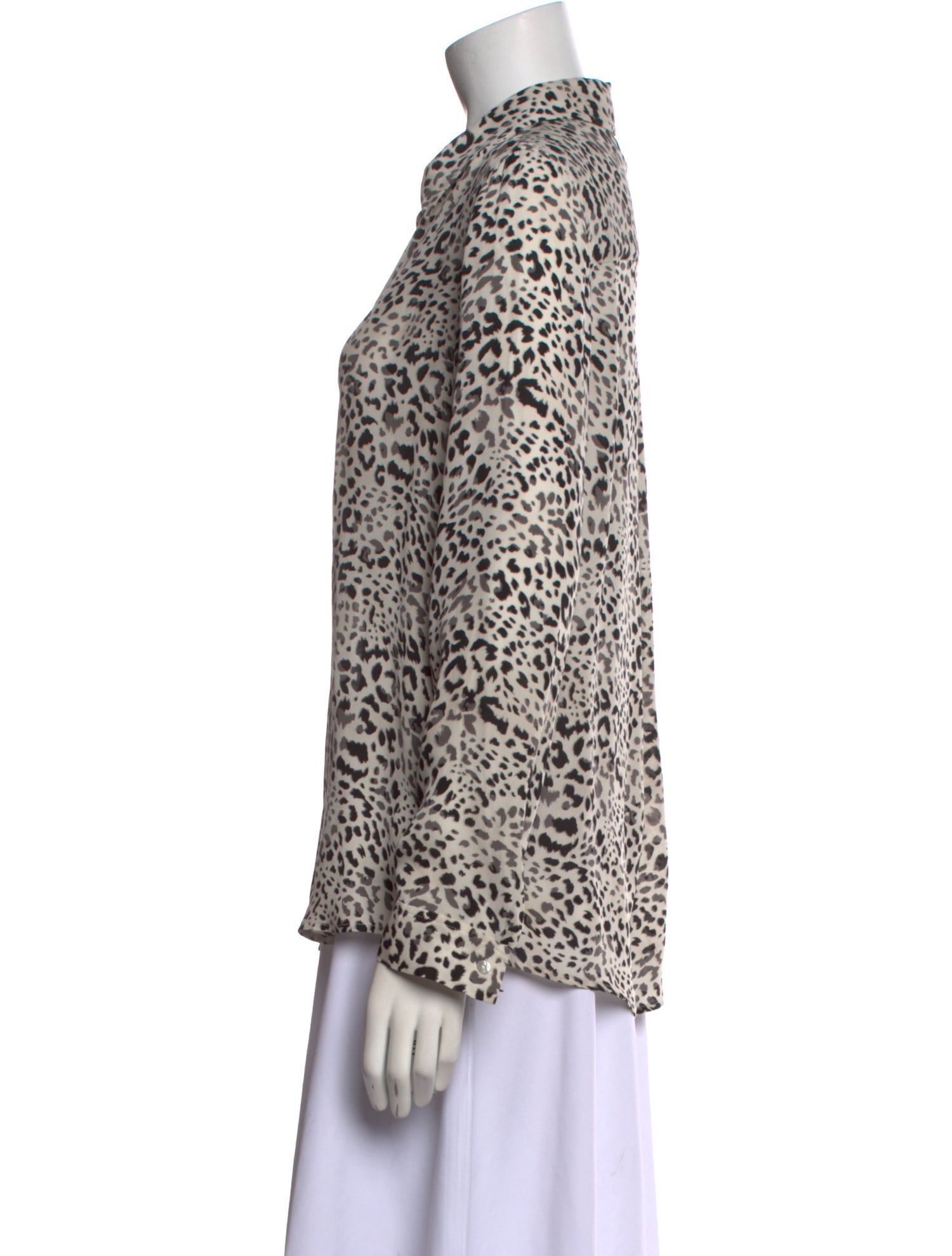 L'Agence Silk Animal Print Button-Up Top