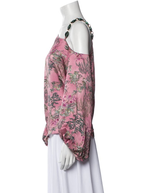 L'Agence Floral Print Asymmetrical Blouse