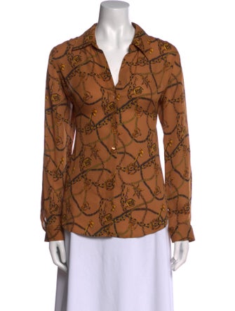 L'Agence Silk Printed Button-Up Top