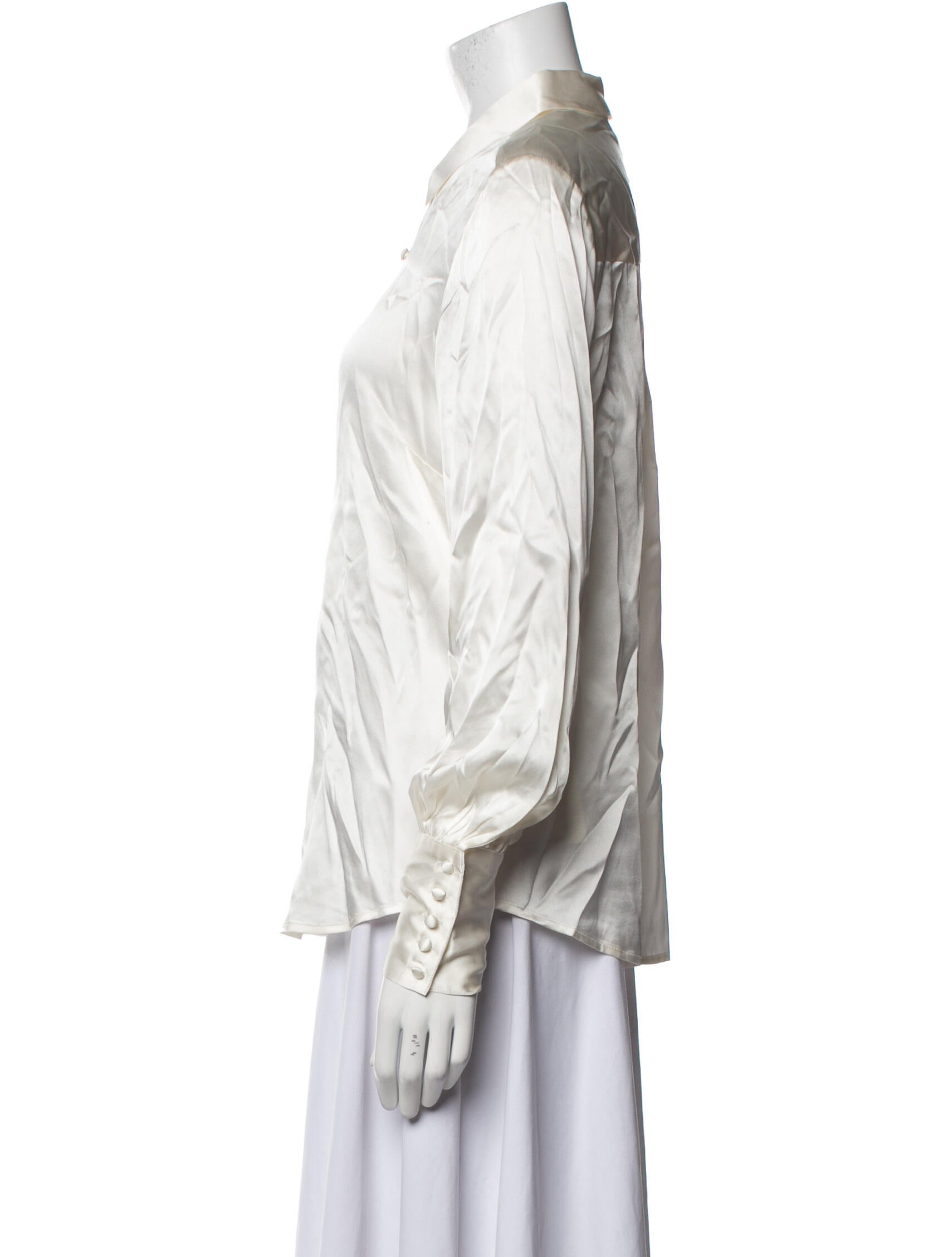 L'Agence Silk Long Sleeve Button-Up Top