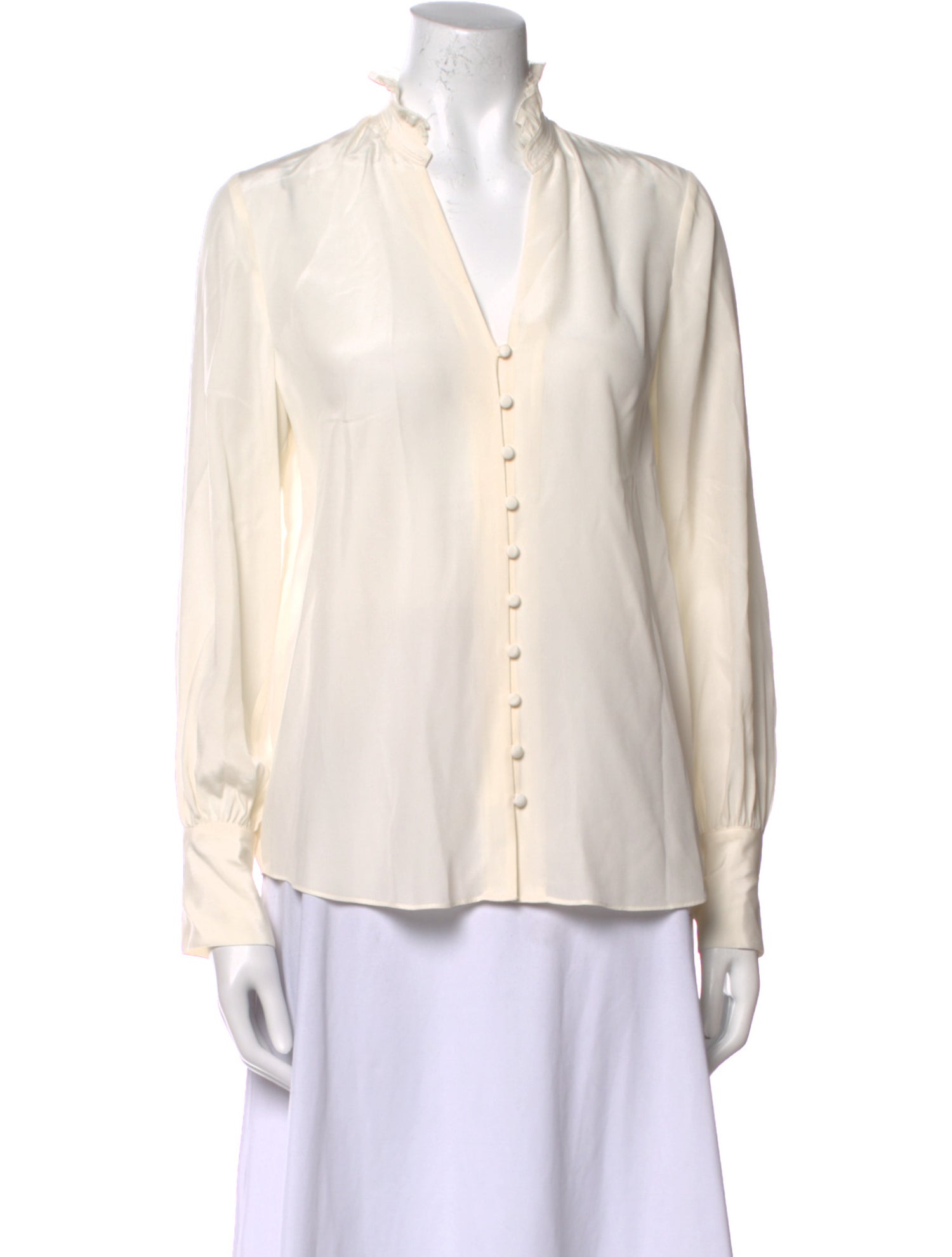 L'Agence Silk V-Neck Button-Up Top