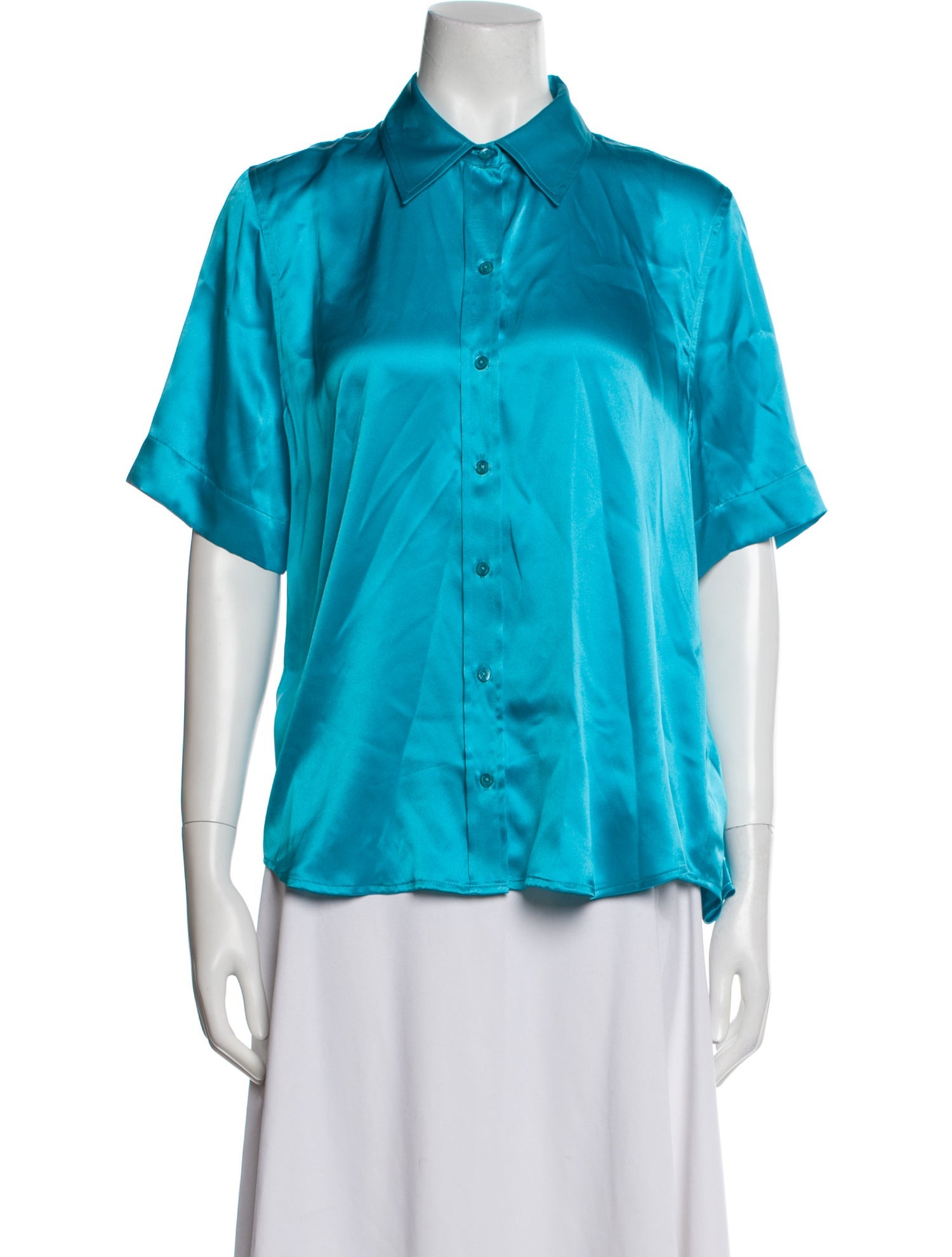 L'Agence Silk Short Sleeve Button-Up Top