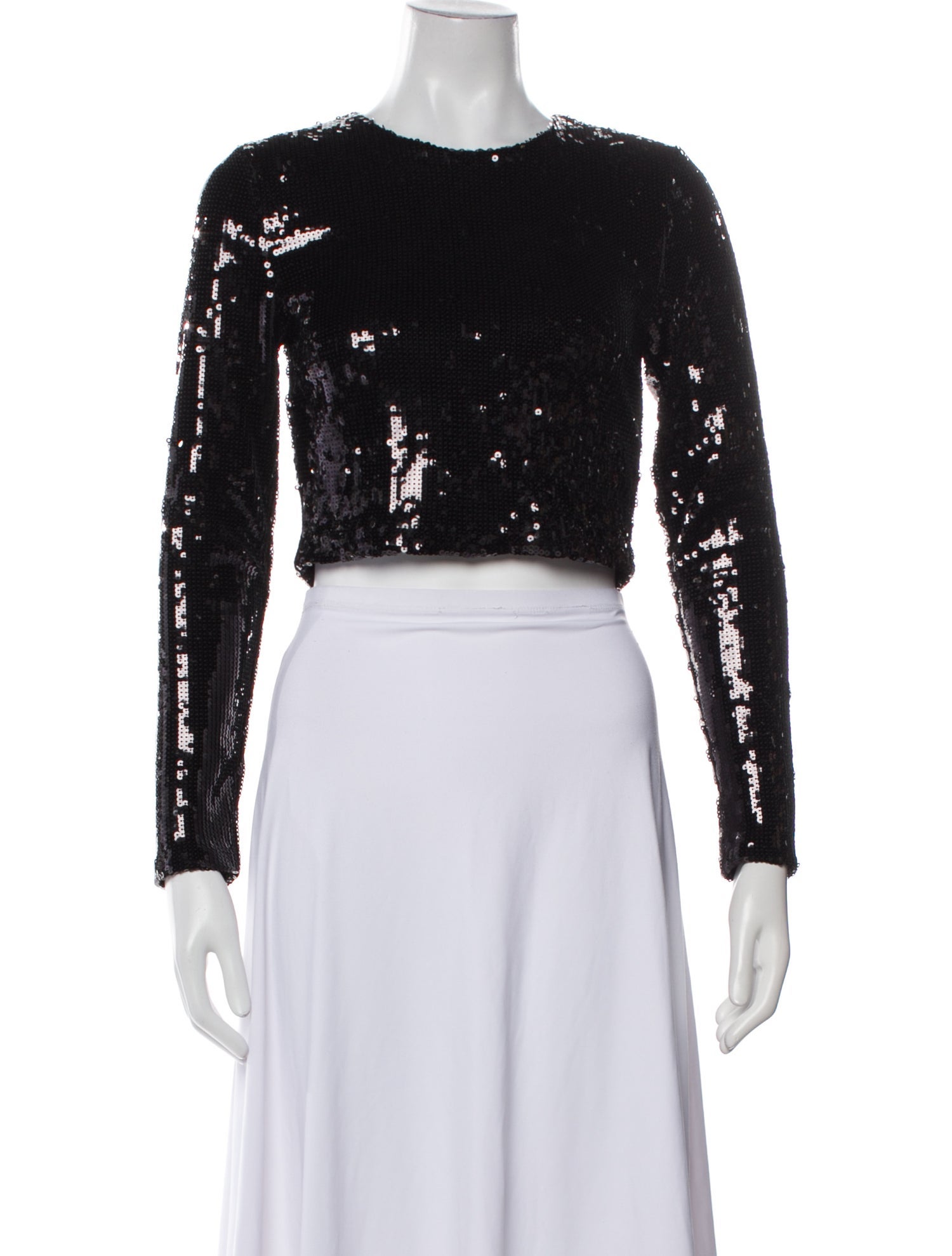 L'Agence Crew Neck Long Sleeve Crop Top