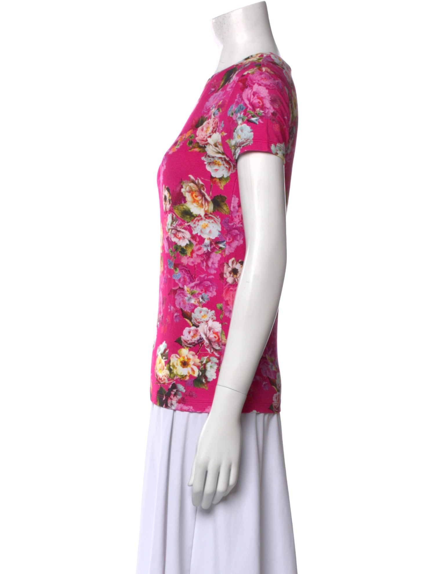 L'Agence Floral Print Crew Neck T-Shirt