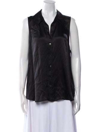 L'Agence Silk V-Neck Button-Up Top